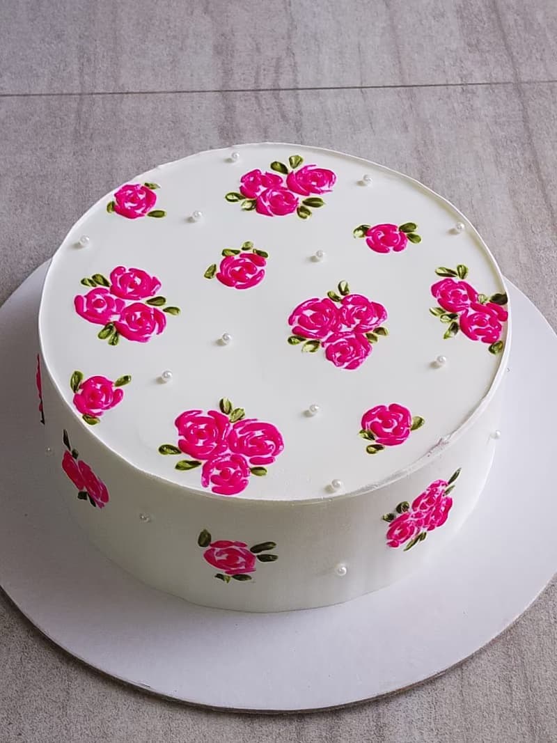 Painted rose cake