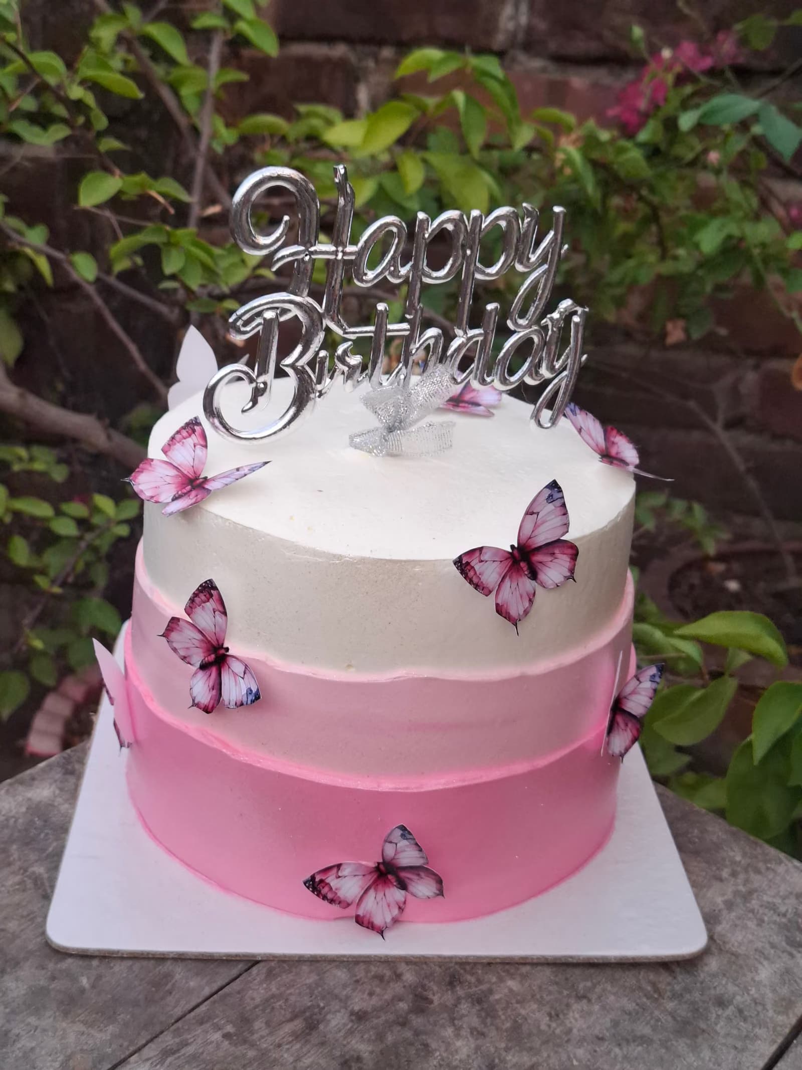Pink butterfly birthday cake